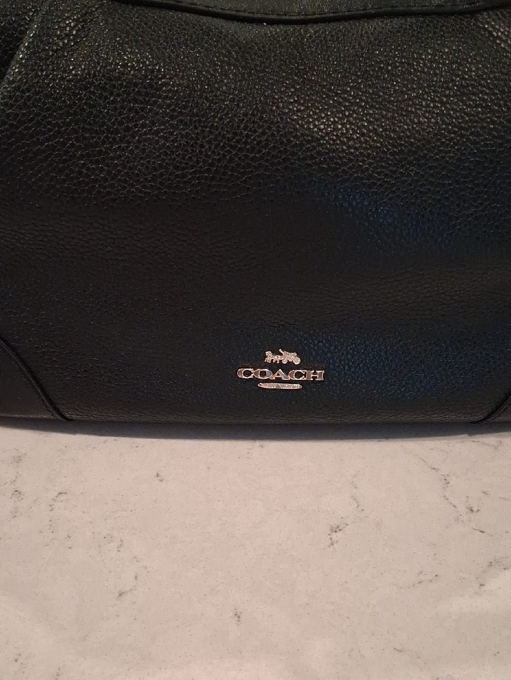 Coach Black Pebbled Leather Satchel with Gold Hardware and Crossbody Strap - Picture 10 of 10